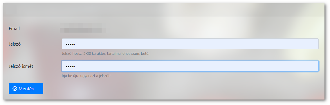 Jelszó beállítás